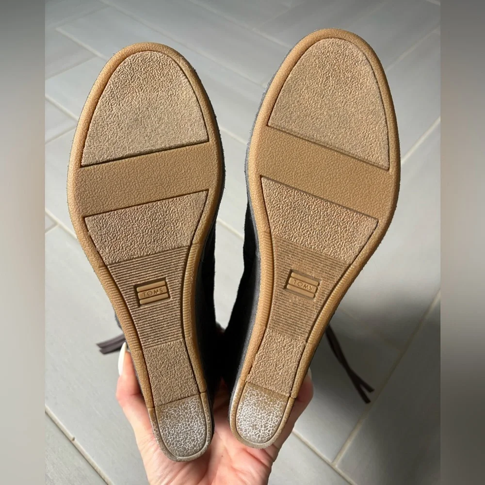 TOMS Desert Wedge Suede Boots—Charcoal